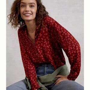 FARM RIO Anthropologie 'Magda' animal-print shirt NWT S